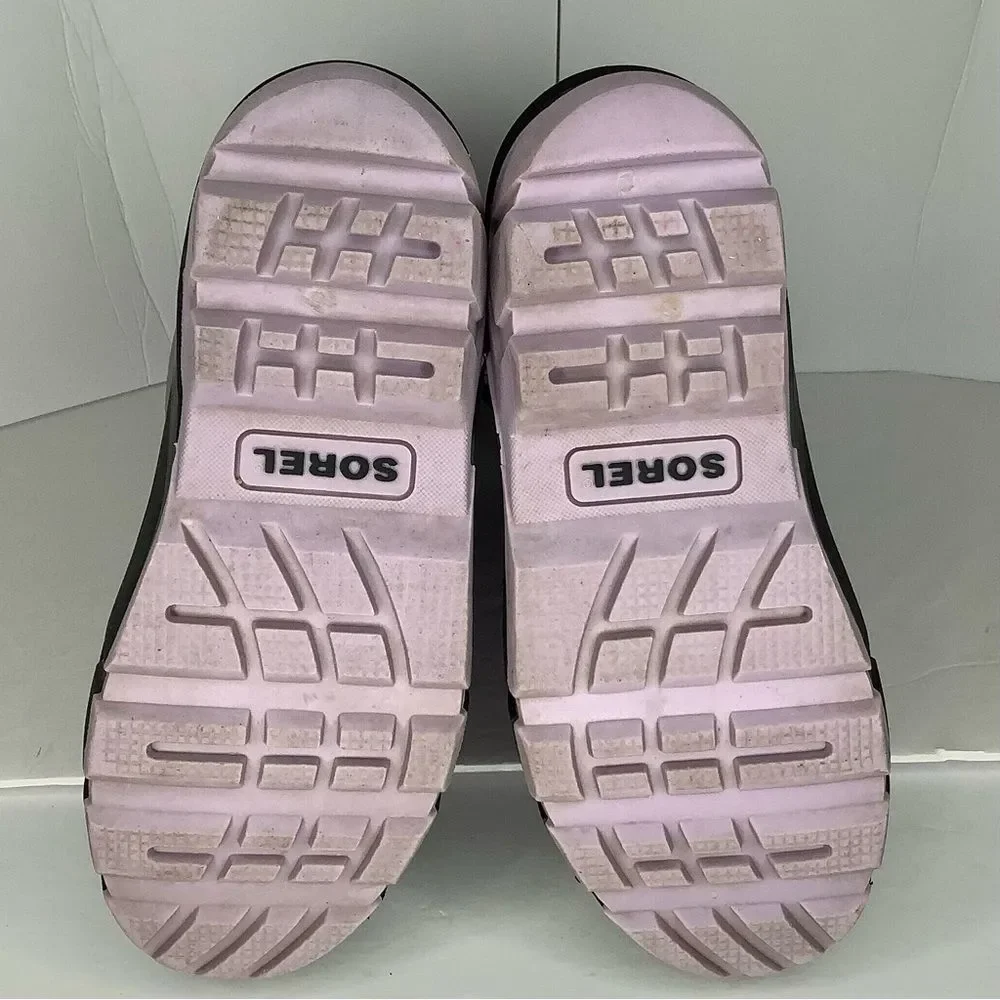 Sorel Flurry Lavender Gray Knee High Waterproof Winter Snow Big Girl Boots Sz 4